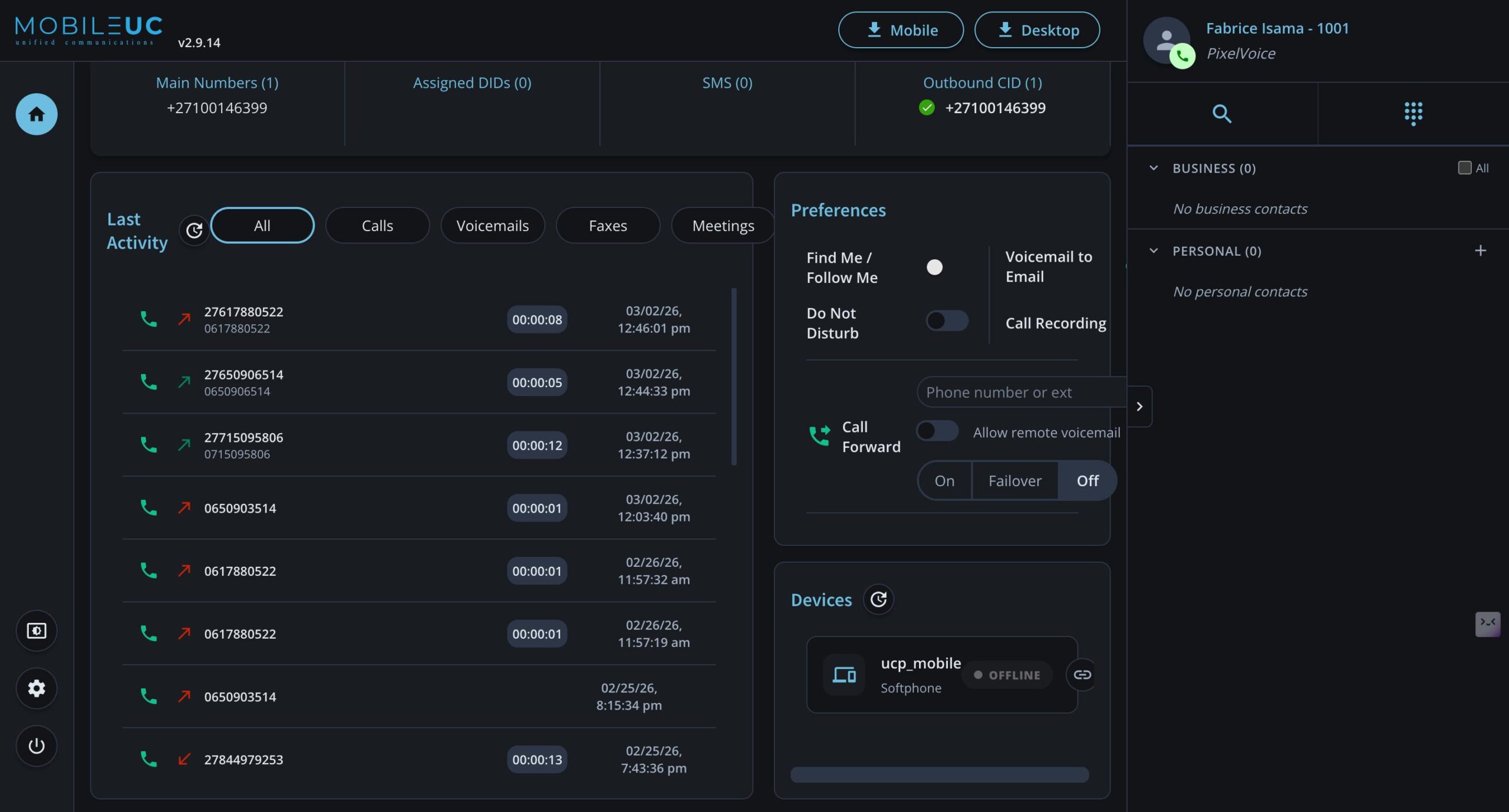 Pixel Voice desktop app for Cloud PBX and business calling